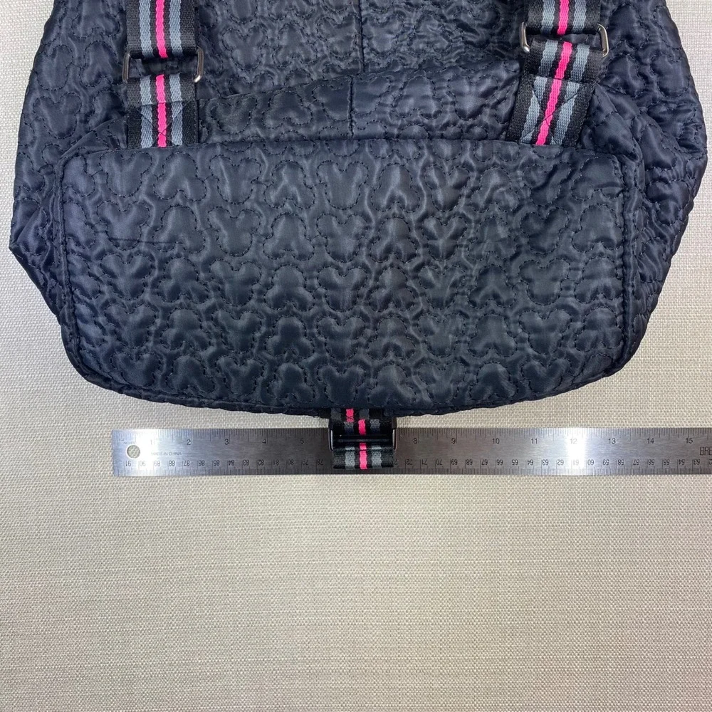 Disney Mickey Mouse Quilted Sling Backpack Black Pink Teardrop Bag